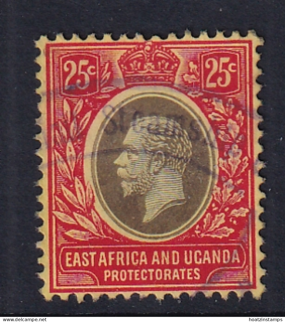 East Africa & Uganda Protectorates: 1912/21   KGV    SG50d   25c   Black & Red/yellow  [on Pale Yellow]     Used - Protectorados De África Oriental Y Uganda