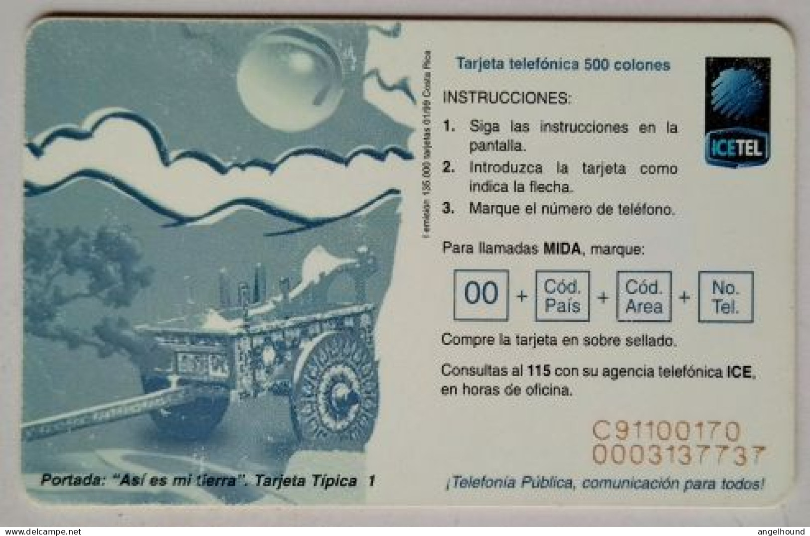 Costa Rica 500 Colones " Tarjeta 1, Cart ( Vertical ) 1st Edition " - Costa Rica