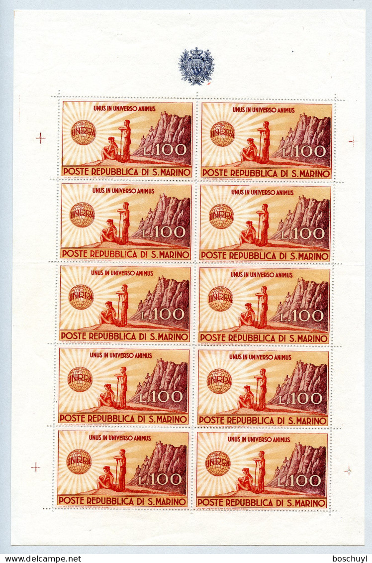 San Marino, 1946, UNRRA, United Nations Relief And Rehabilitation Administration, MNH Sheet, Michel 350 - Neufs