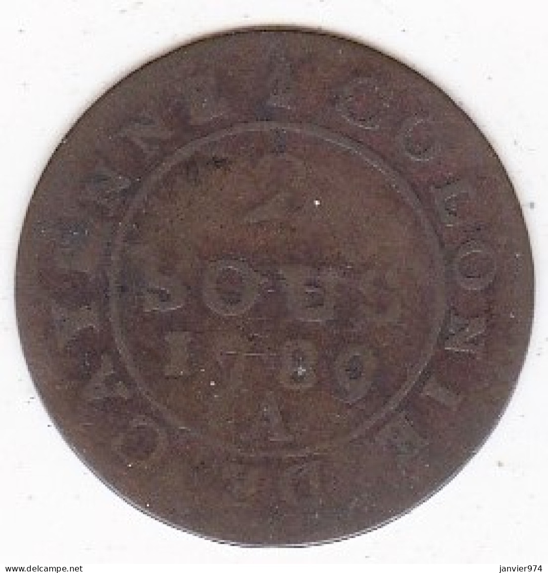 Guyane. Colonie De Cayenne. 2 Sous 1789 A Type 2, Frappe Monnaie . Louis XVI, Lec. 20 - Frans-Guyana