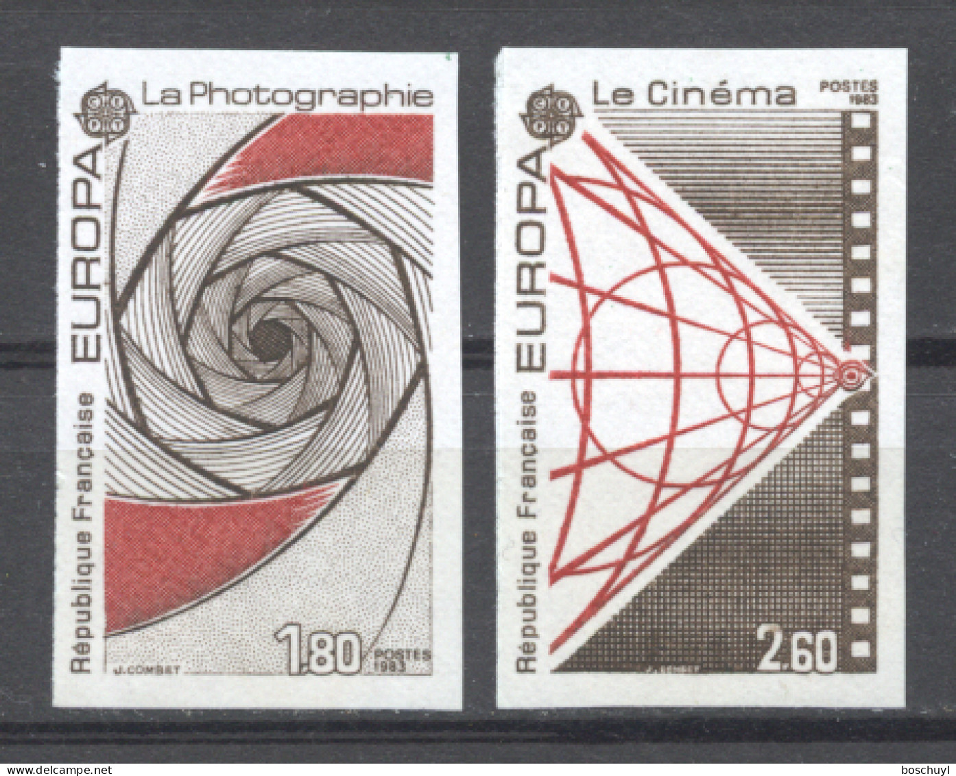 France, 1983, Europa Cept, Photography, Film, Intellectual Property, Imperforated, MNH, Michel 2396-2397 - 1981-1990
