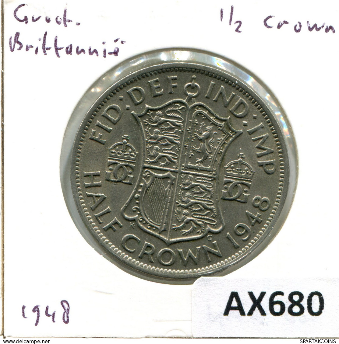 HALF CROWN 1948 UK GBAN BRETAÑA GREAT BRITAIN Moneda #AX680.E - K. 1/2 Crown