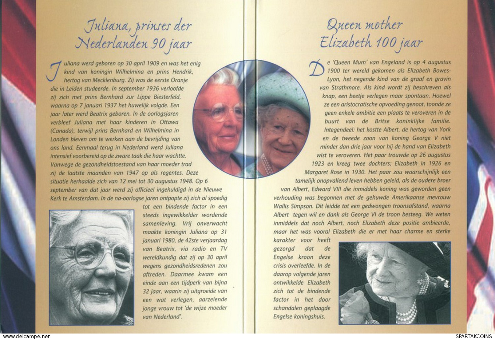 UK 2000 5 POUND QUEEN MOTHER AND PRINSES JULIANA CENTENARY #SET1069.7.E - Mint Sets & Proof Sets