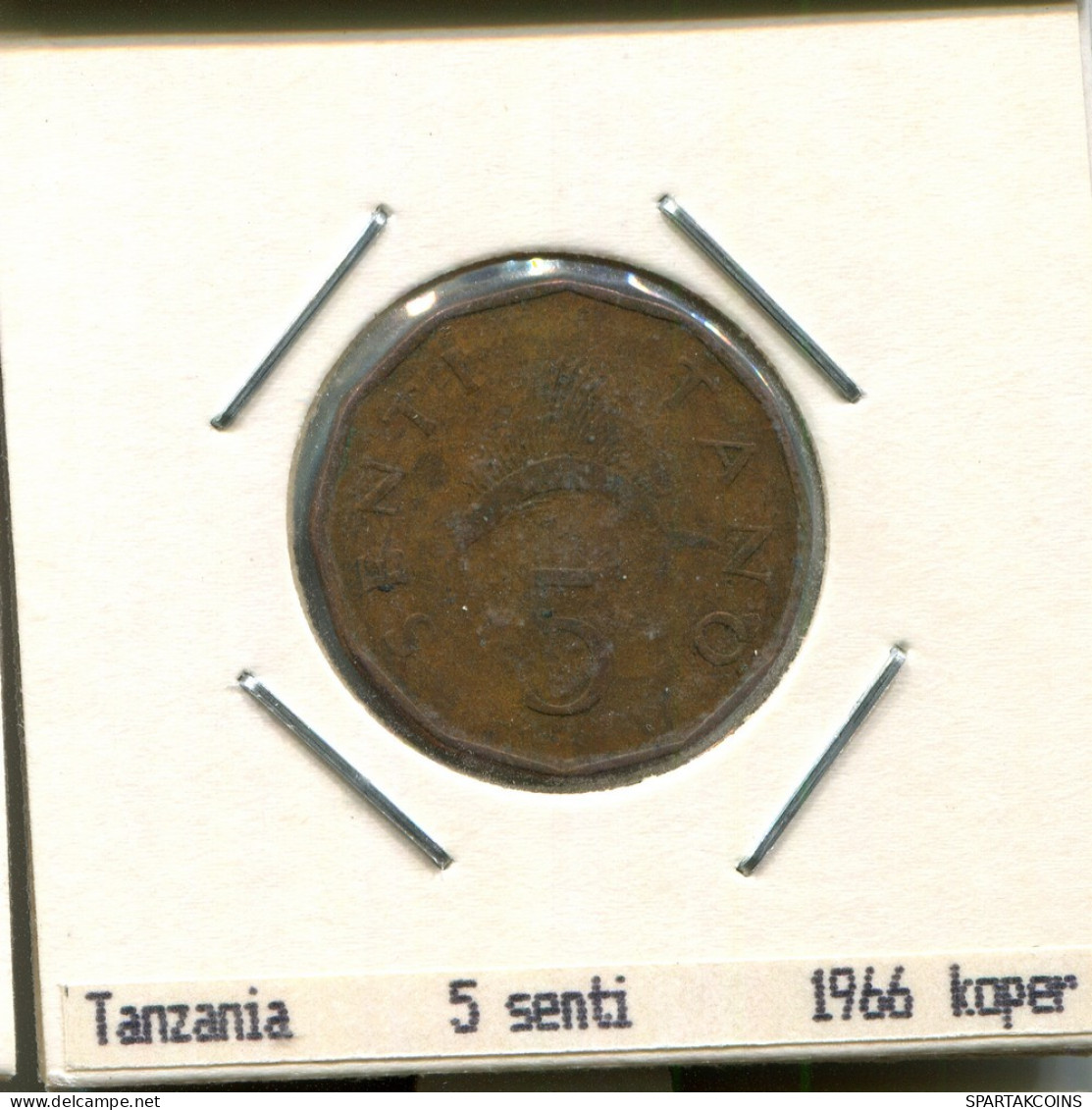5 CENTI 1966 TANZANIA Moneda #AS358.E - Tanzanie