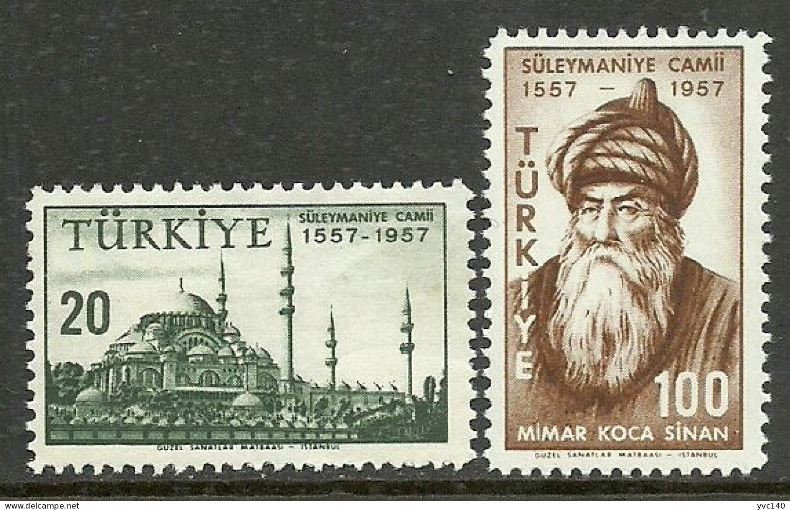 Turkey; 1957 400th Anniv. Of The Opening Of The Mosque Of Suleymaniye (Complete Set) MNH** - Mosquées & Synagogues