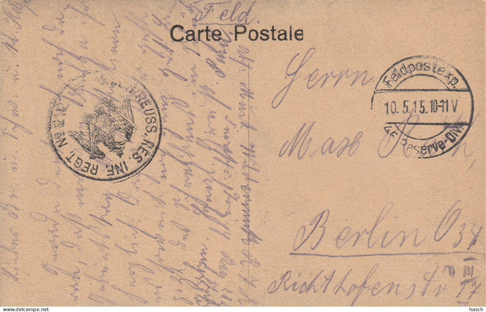 4896 49 Paschendaele, Het Kasteel 1915. Stempel: Kgl.Preuss.Res. Inf.Regt. No. - Zonnebeke