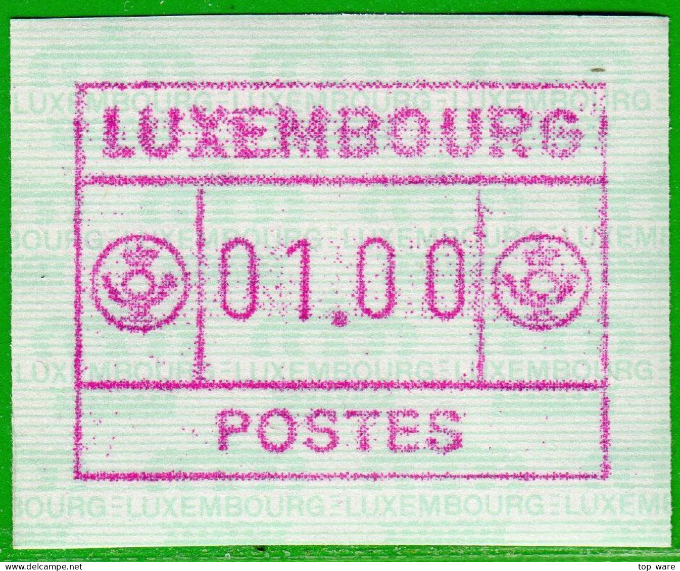 Luxemburg Luxembourg Timbres ATM 2 D Kleines Postes Rotlila / 01.00 Postfrisch / Frama Automatenmarken Distributeurs - Postage Labels