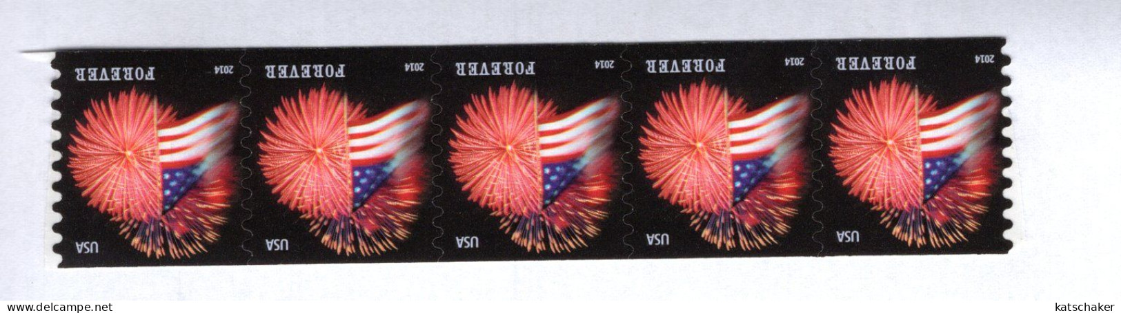 291906621 2014 SCOTT 4853 (XX)   POSTFRIS MINT NEVER HINGED  Strip Van 5  Flag And Firework - Neufs