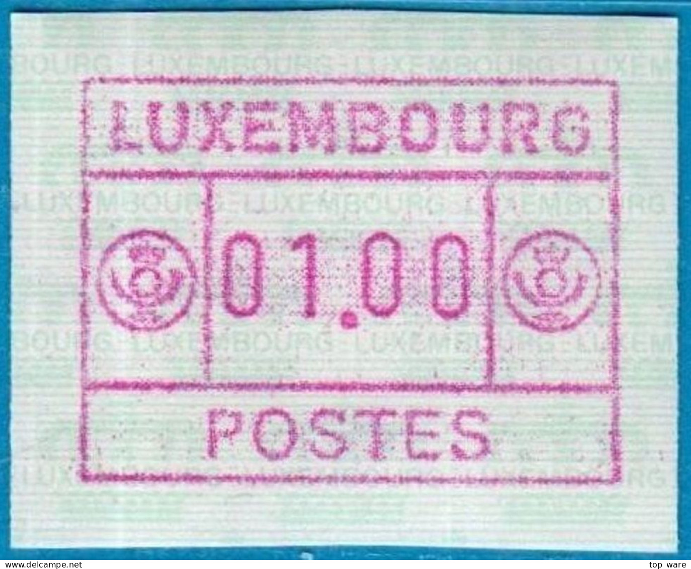 Luxemburg Luxembourg Timbres ATM 3 D Grosses Postes Rotlila / 1 Fr. ** Frama Automatenmarken Distributeurs Etiquetas - Postage Labels