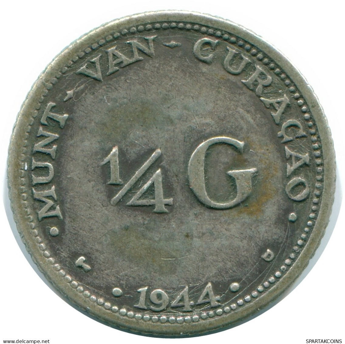 1/4 GULDEN 1944 CURACAO NIEDERLANDE SILBER Koloniale Münze #NL10709.4.D - Curaçao