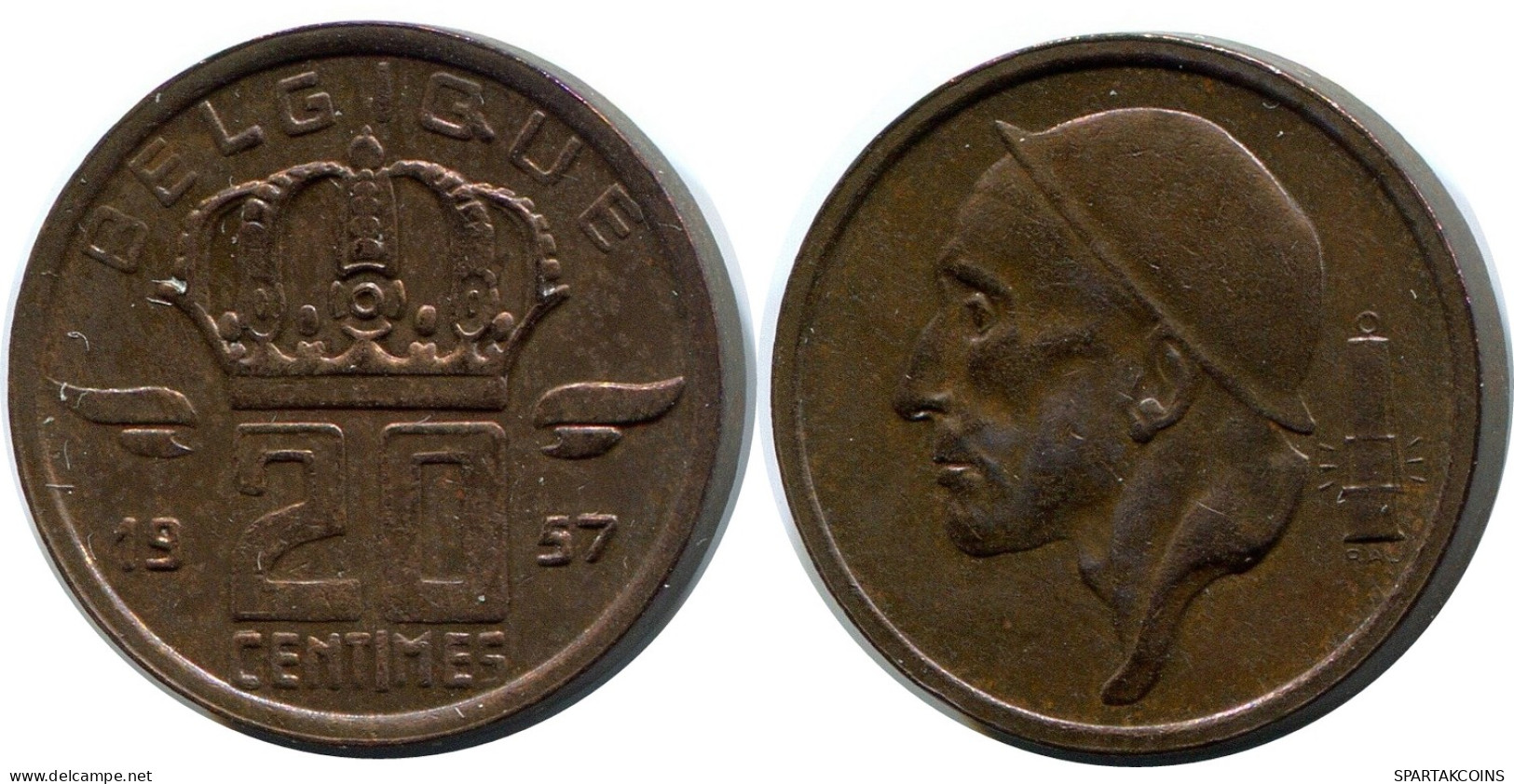 20 CENTIMES 1957 Französisch Text BELGIEN BELGIUM Münze #BA399.D - 25 Cents