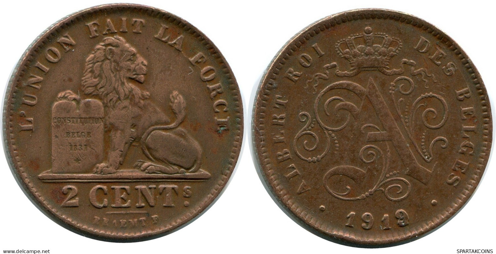 2 CENTIMES 1919 Französisch Text BELGIEN BELGIUM Münze #BA432.D - 2 Cent