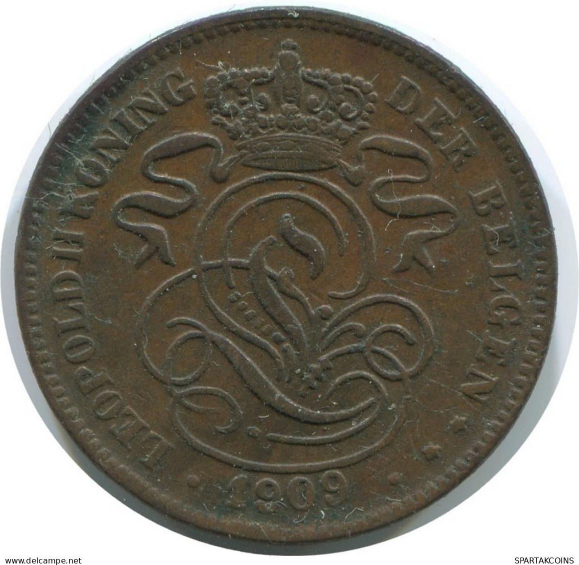 2 CENTIMES 1909 DUTCH Text BELGIEN BELGIUM Münze I #AE748.16.D - 2 Centimes