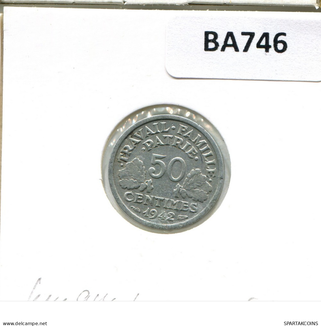 50 CENTIMES 1942 FRANKREICH FRANCE Französisch Münze #BA746.D - 50 Centimes
