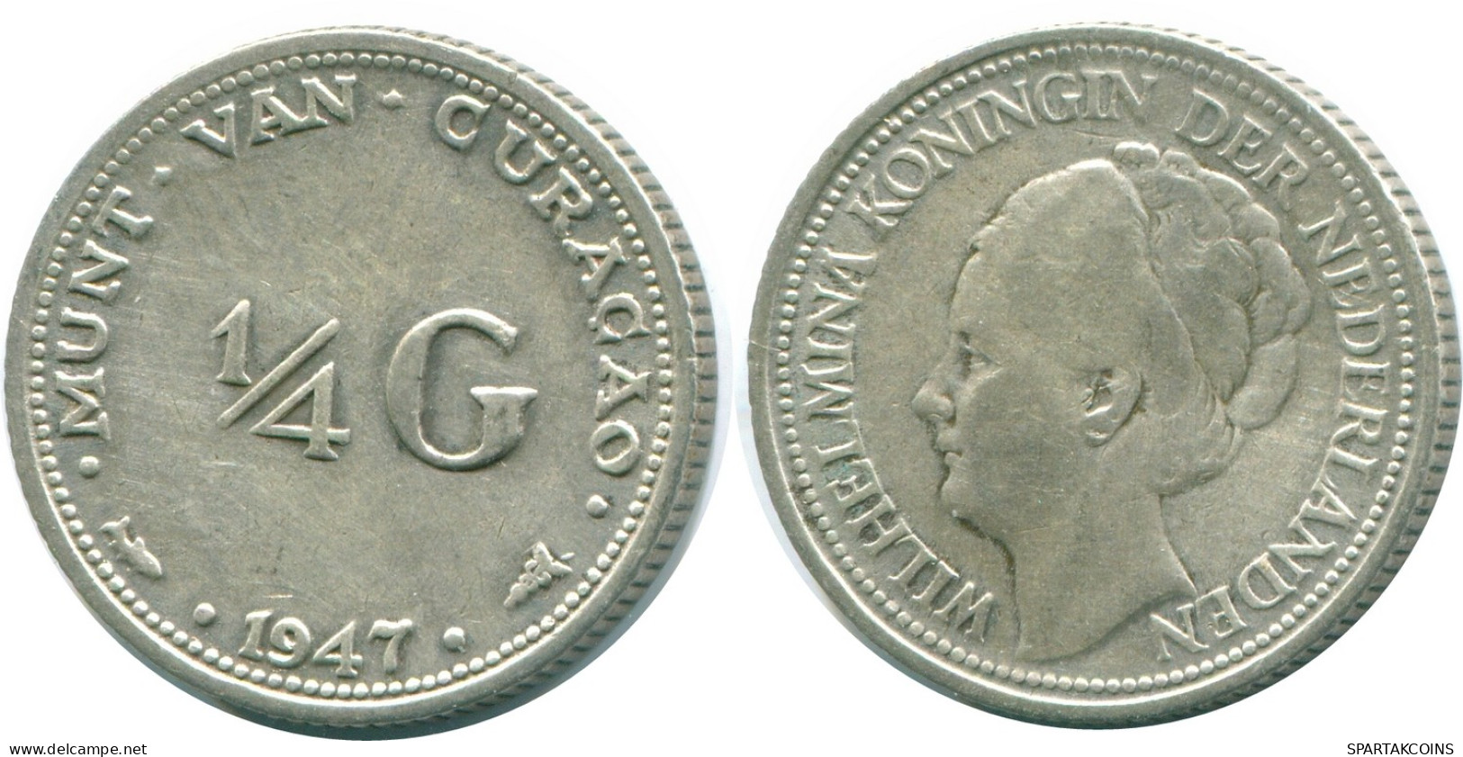 1/4 GULDEN 1947 CURACAO NIEDERLANDE SILBER Koloniale Münze #NL10743.4.D - Curaçao