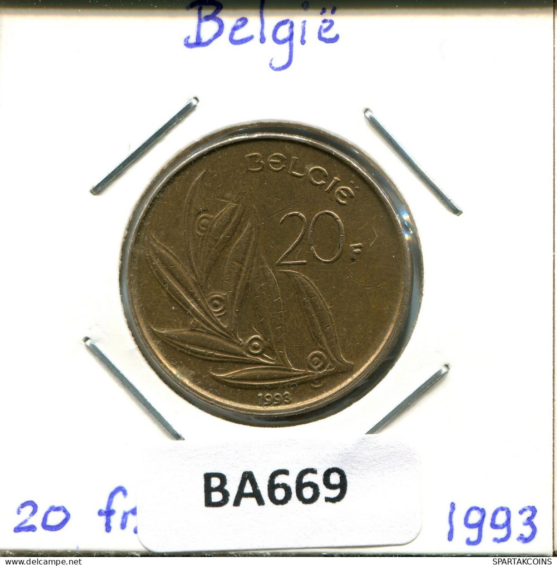20 FRANCS 1993 DUTCH Text BELGIEN BELGIUM Münze #BA669.D - 20 Francs
