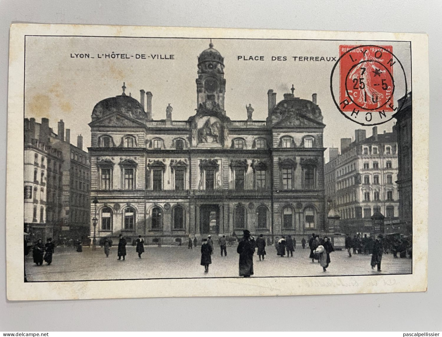CPA - 69 - LYON - Place Des Terreaux - Hôtel De Ville - Entier Postal 5c Orange Cachet 1910 Parfait - Très Beau Et Net - Lyon 9