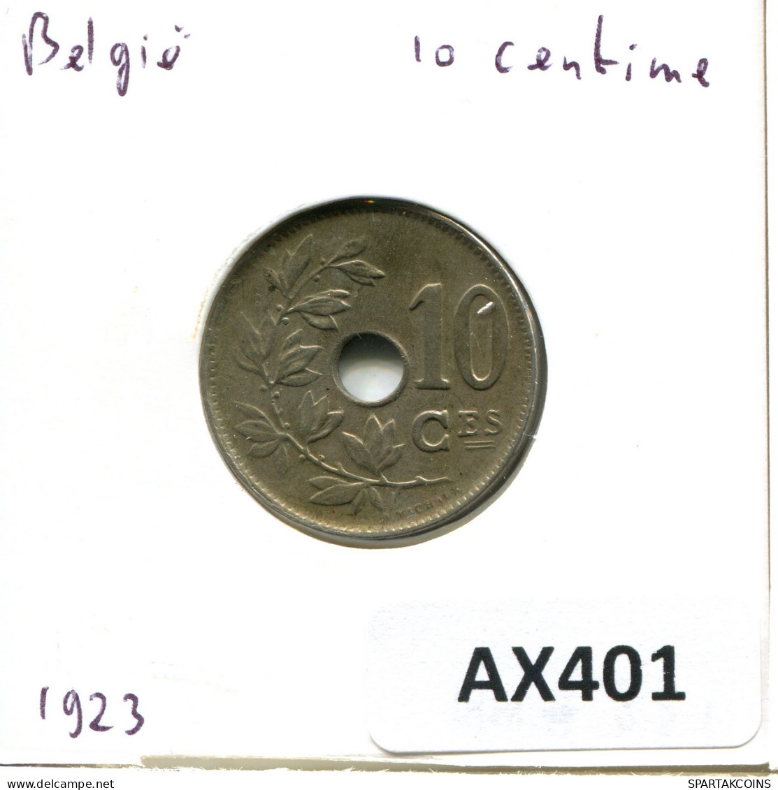 10 CENTIMES 1923 BELGIQUE BELGIUM Pièce DUTCH Text #AX401.F - 10 Centimes