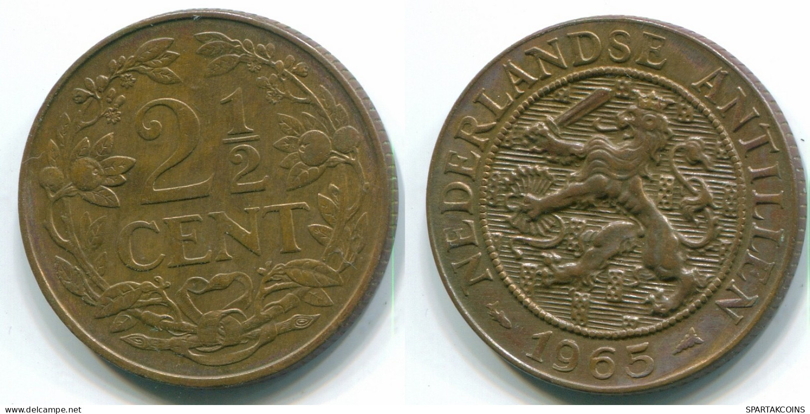 2 1/2 CENT 1965 CURACAO NÉERLANDAIS NETHERLANDS Bronze Colonial Pièce #S10208.F - Curaçao