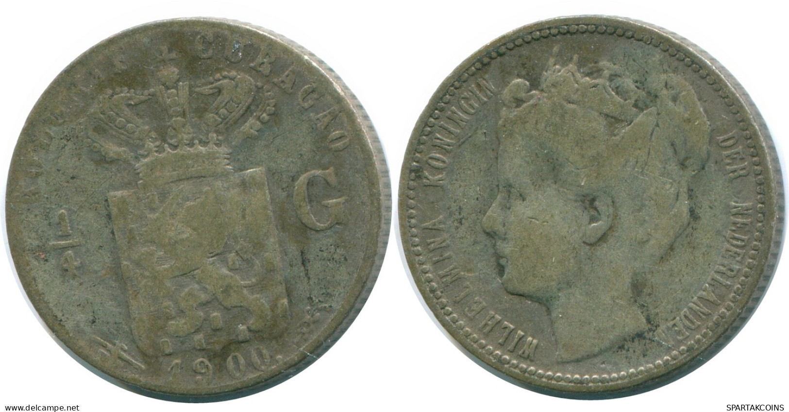 1/4 GULDEN 1900 CURACAO NÉERLANDAIS NETHERLANDS ARGENT Colonial Pièce #NL10529.4.F - Curaçao