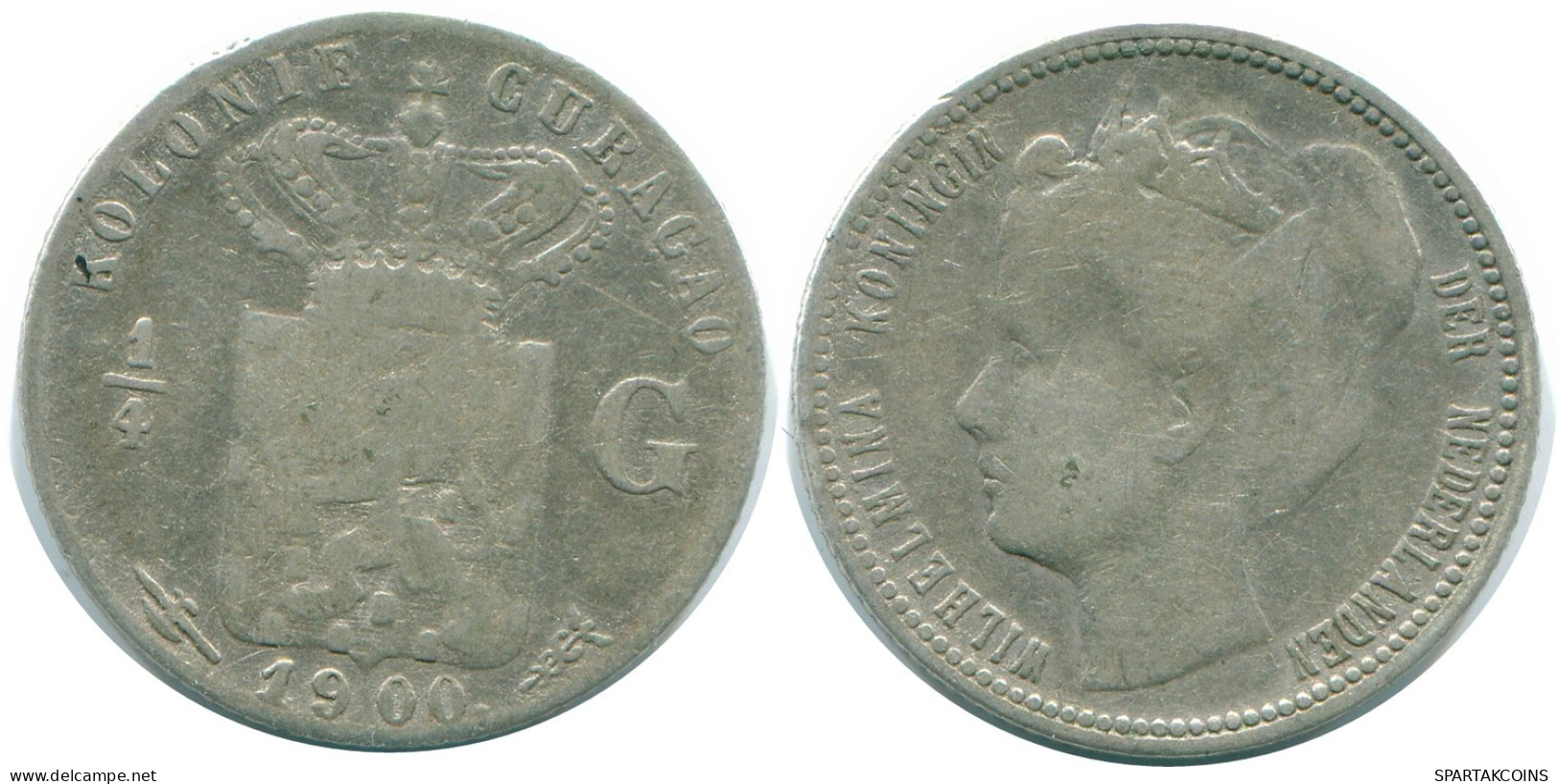 1/4 GULDEN 1900 CURACAO NÉERLANDAIS NETHERLANDS ARGENT Colonial Pièce #NL10446.4.F - Curaçao