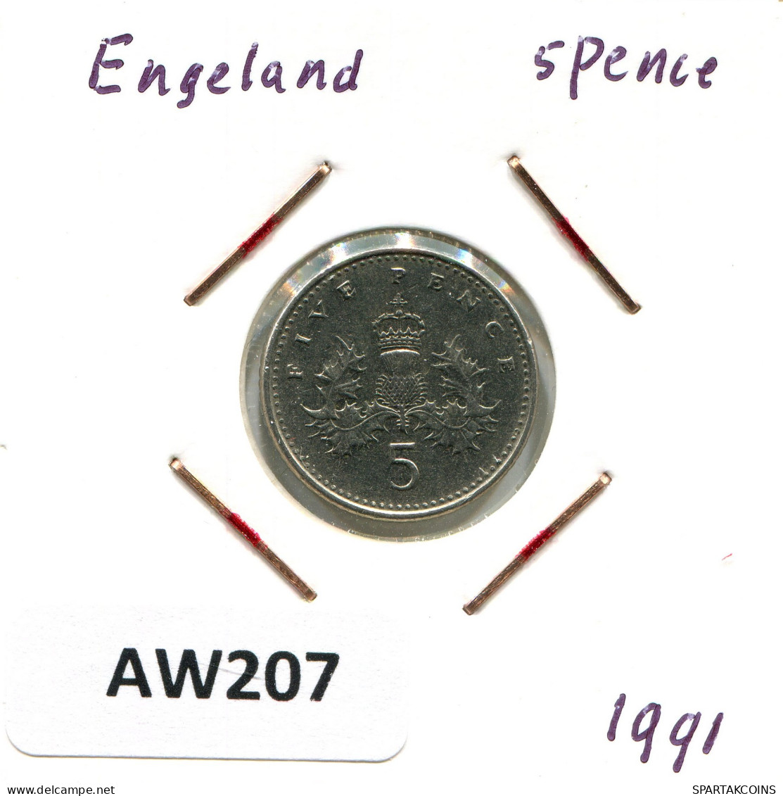5 PENCE 1991 UK GRANDE-BRETAGNE GREAT BRITAIN Pièce #AW207.F - 5 Pence & 5 New Pence