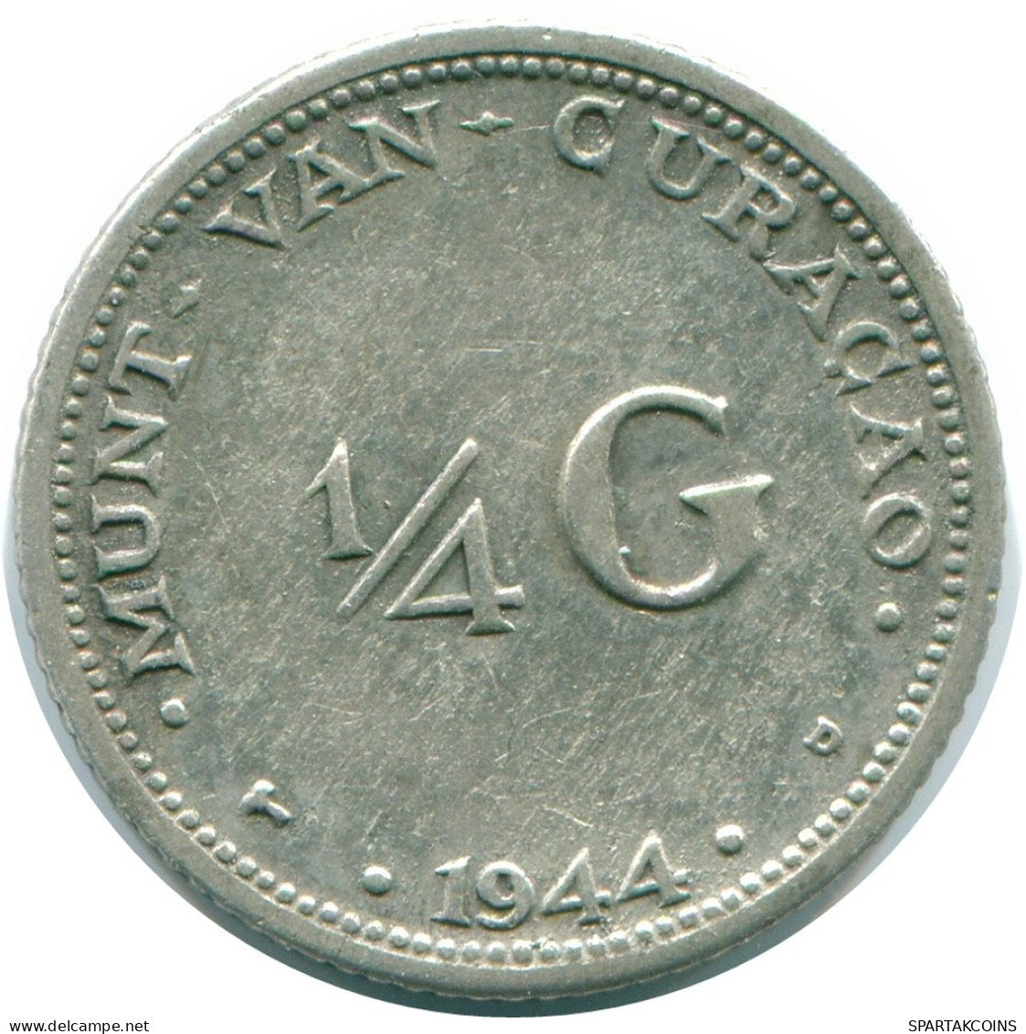 1/4 GULDEN 1944 CURACAO Netherlands SILVER Colonial Coin #NL10683.4.U - Curaçao