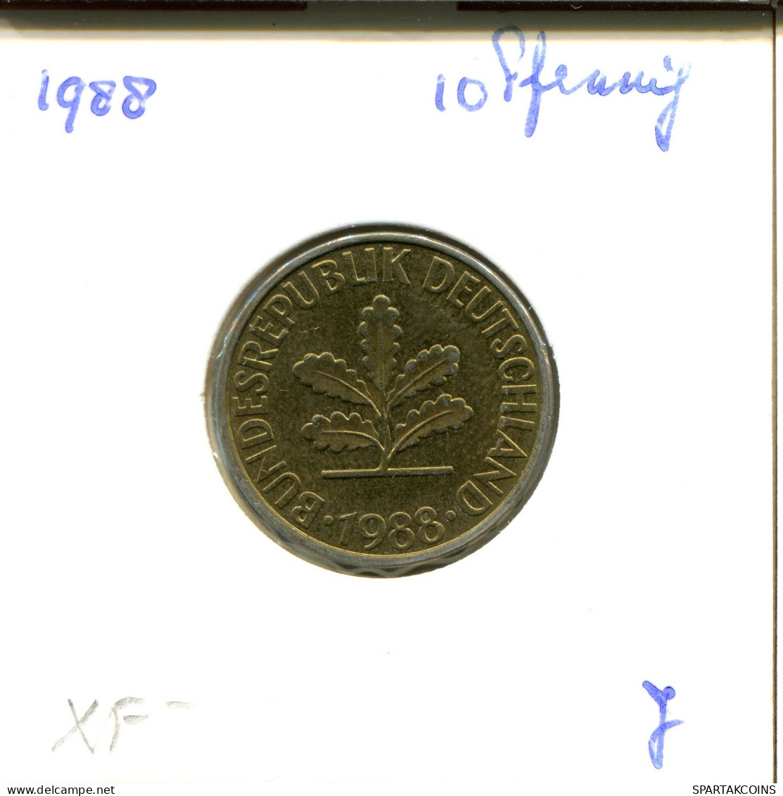 10 PFENNIG 1988 J WEST & UNIFIED GERMANY Coin #DA947.U - 10 Pfennig