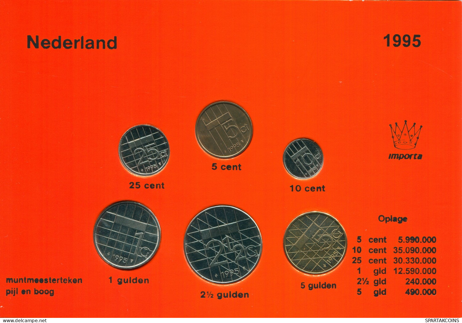 NETHERLANDS 1995 MINT SET 6 Coin #SET1032.7.U - Mint Sets & Proof Sets