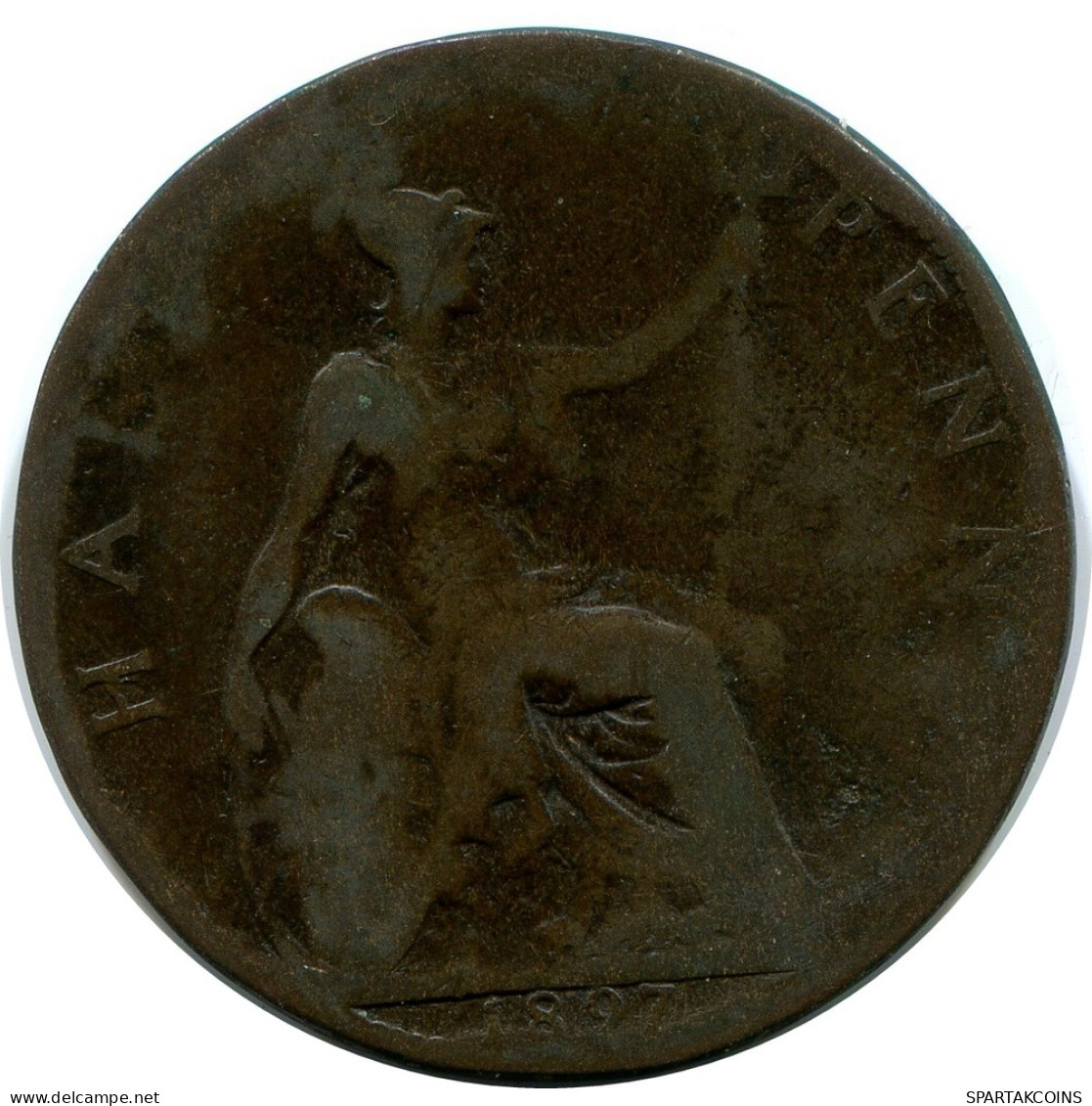 HALF PENNY 1897 UK GREAT BRITAIN Coin #AZ615.U - C. 1/2 Penny