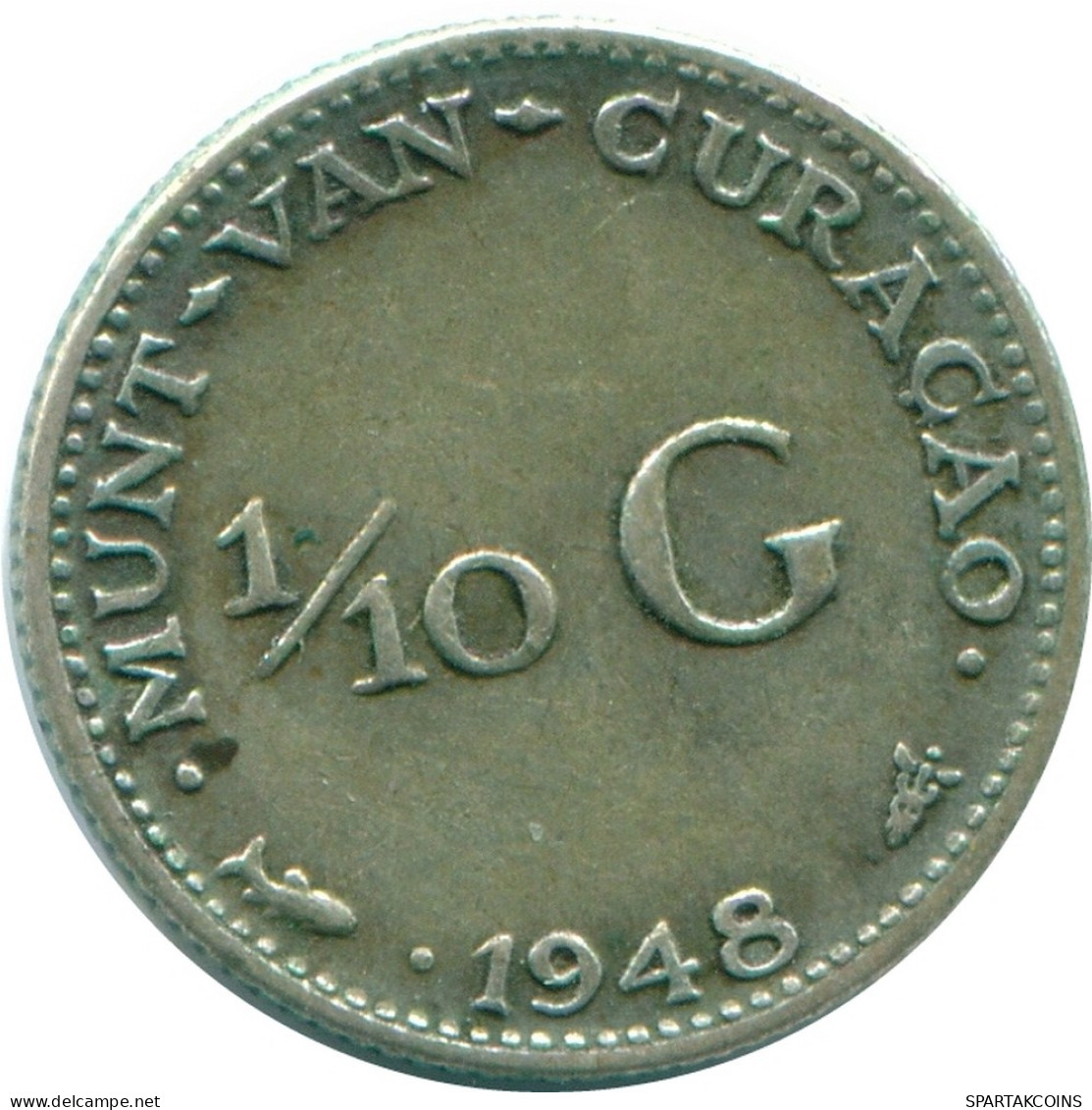 1/10 GULDEN 1948 CURACAO Netherlands SILVER Colonial Coin #NL12019.3.U - Curaçao