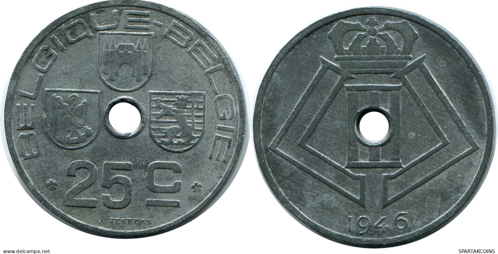 25 CENTIMES 1946 DUTCH Text BELGIEN BELGIUM Münze #BA419.D - 10 Centimes & 25 Centimes