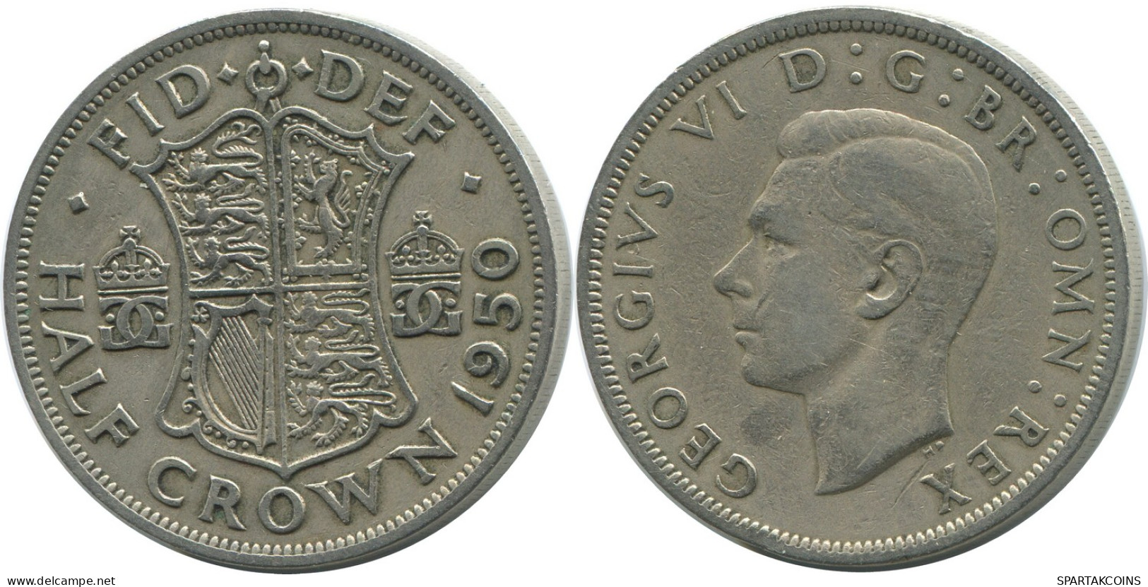 HALF CROWN 1950 UK GREAT BRITAIN Coin #AH012.1.U - K. 1/2 Crown