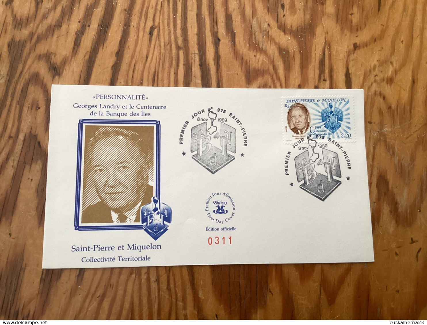 Enveloppe 1er Jour Saint-pierre Et Miquelon Personnalité 8 Nov 89 - Gebruikt