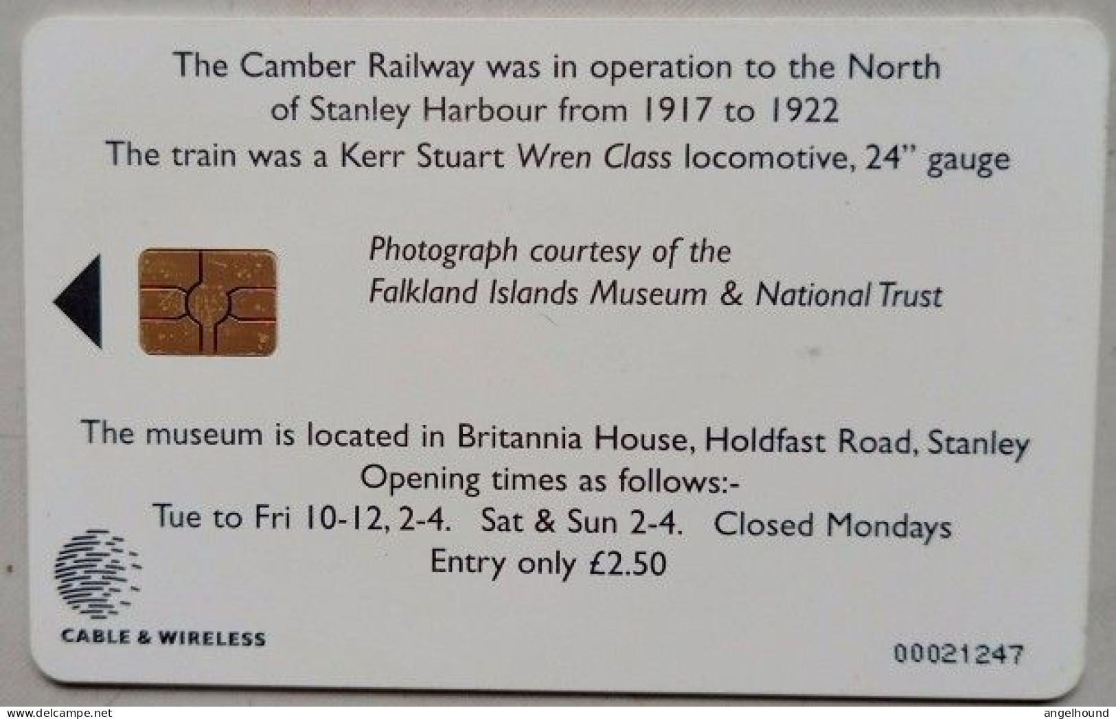 Falkland Islands £10 Chip Card " Camber Railway " - Islas Malvinas