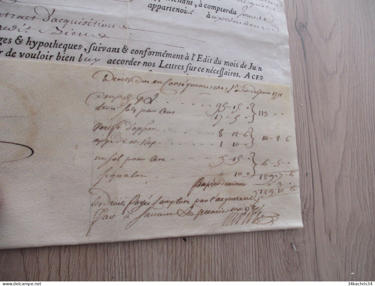 X2 Pièce signée velin avec sceaux LAMOTHE BARACE colonel baron  1780 lettres ratification Loudun Tours Biens ....