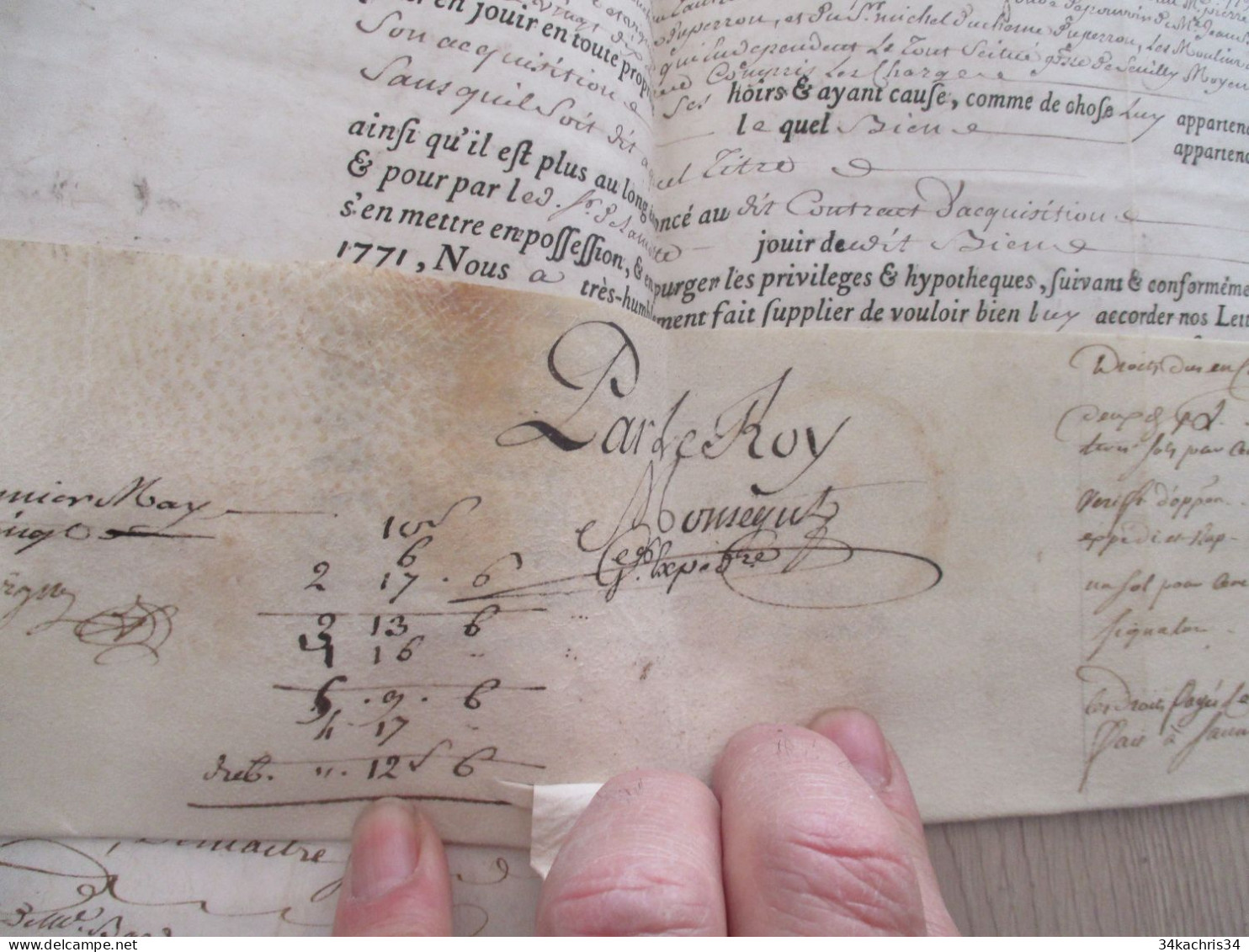 X2 Pièce signée velin avec sceaux LAMOTHE BARACE colonel baron  1780 lettres ratification Loudun Tours Biens ....