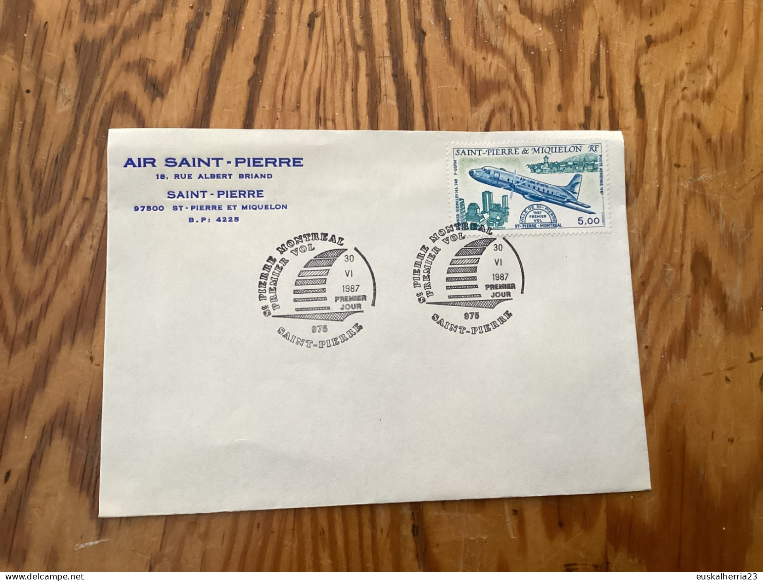 Enveloppe 1er Jour Saint-pierre Et Miquelon Air St Pierre 1987 - Hojas Y Bloques