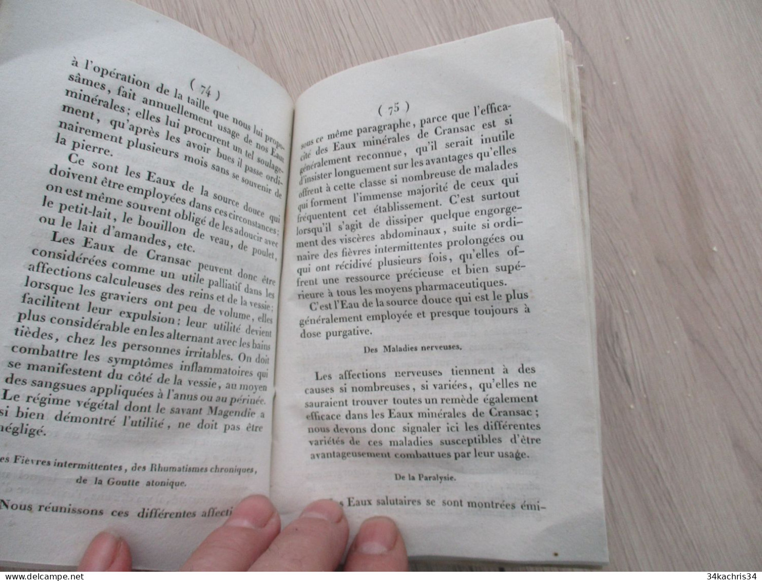Rodez 1837 rare 2ème édition  traité sur la nature et les propriétés des eaux minérales de Cransac par Murat 107p