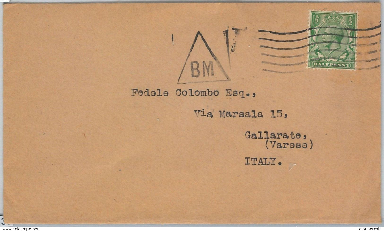 58132 -  GREAT BRITAIN - POSTAL HISTORY: COVER To ITALY  - TRIANGULAR POSTMARK - Lettres & Documents