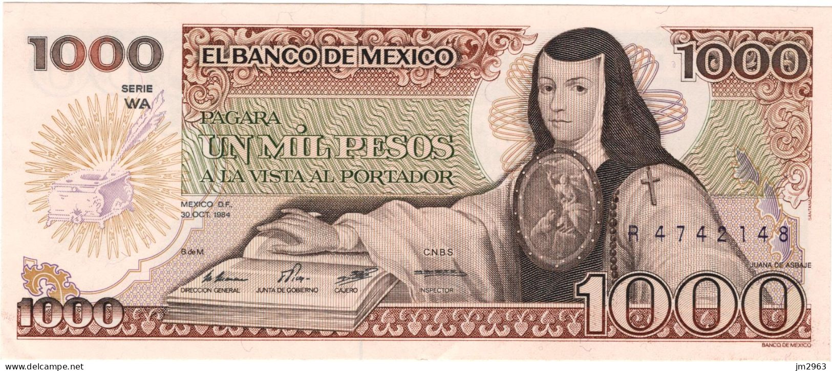 MEXIQUE 1000 PESOS 30.10.1984 XF Série WA R4742148 - Mexico