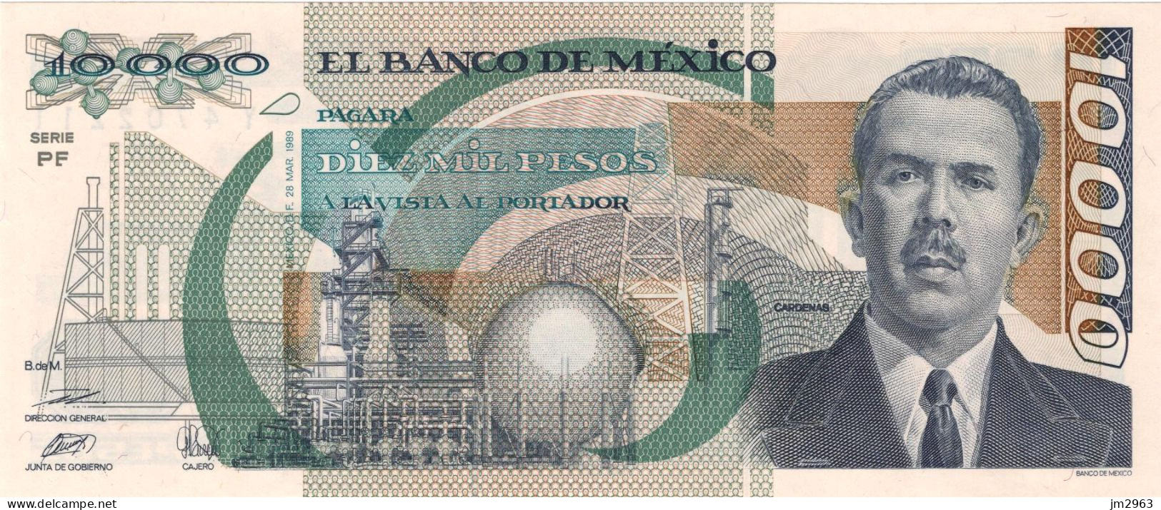 MEXIQUE 10000 PESOS 28.03.1989 AU Série PF Y4702211 - Mexico