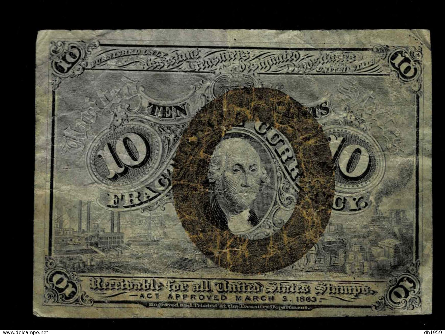 1863 USA AMERIQUE ETATS-UNIS  BILLETS BILL GELDSCHEIN BANCO CENTRAL DEVISE FRACTIONNELLE FRACTIONAL  CURRENCY - 1863 : 2° Edizione