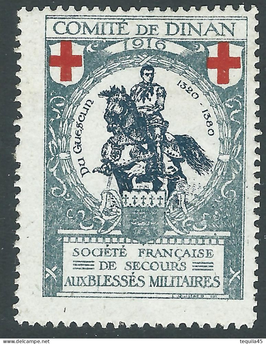 VIGNETTE CROIX-ROUGE DELANDRE - FRANCE Comité De DINAN SSBM 1916 WWI WW1 Cinderella Poster Stamp 1914 1918 War - Croix Rouge
