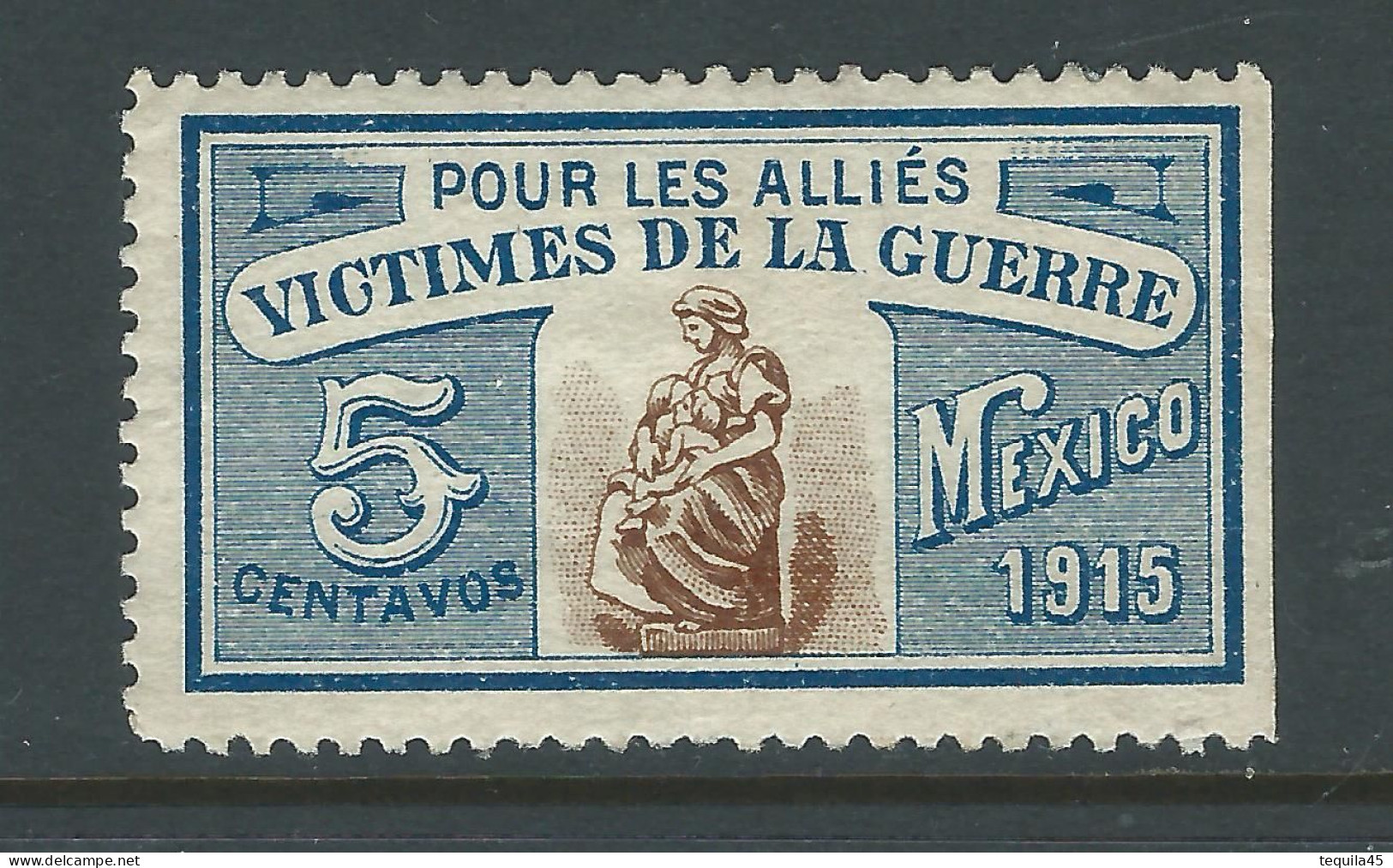 VIGNETTE CROIX-ROUGE Non DELANDRE FRANCE Comité De MEXICO 1915 WWI WW1 Cinderella Poster Stamp 1914 1918 War - Croce Rossa