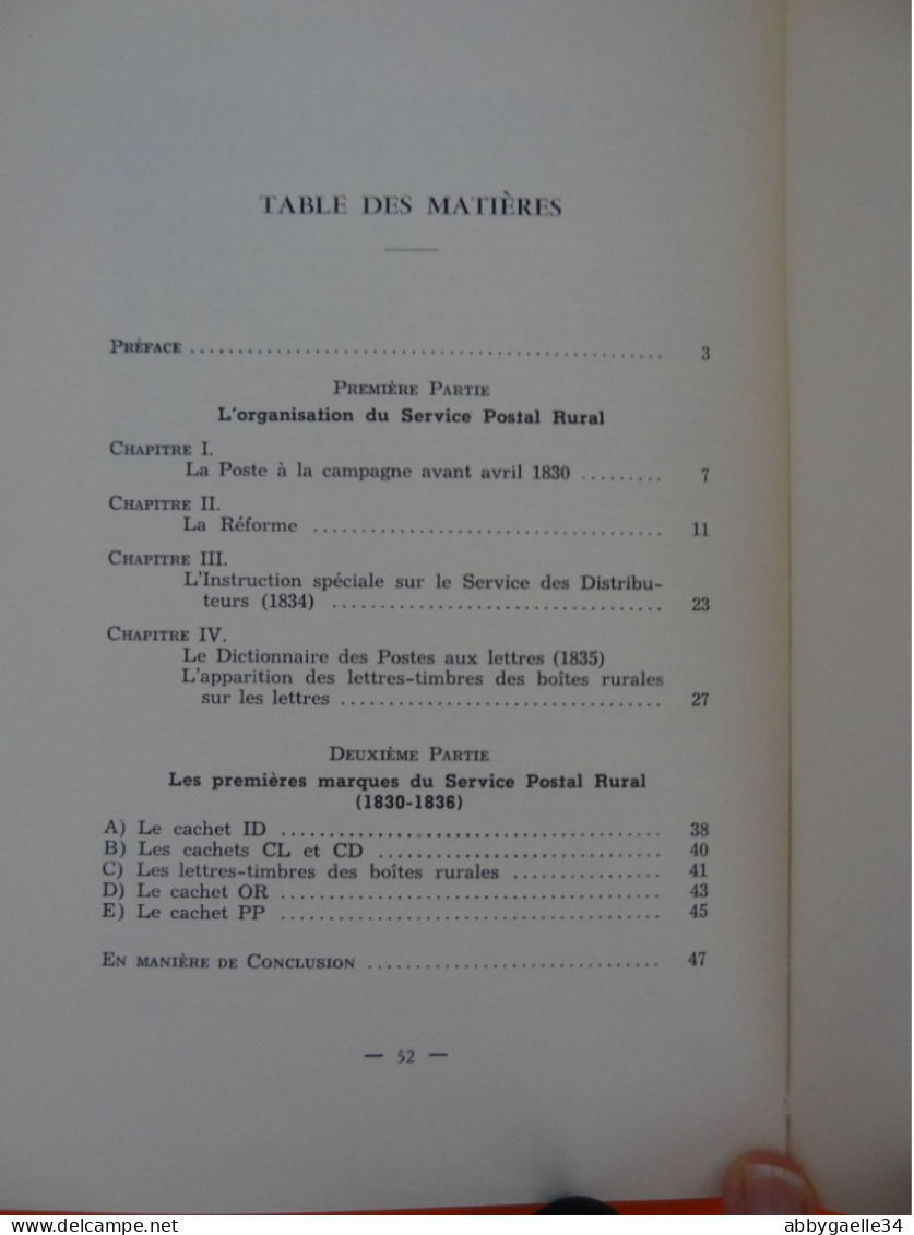 LE SERVICE POSTAL RURAL, Son Organisation, Ses Premières Marques (1830-1836) Par Carnévalé-Mauzan 1959 - Philatélie Et Histoire Postale