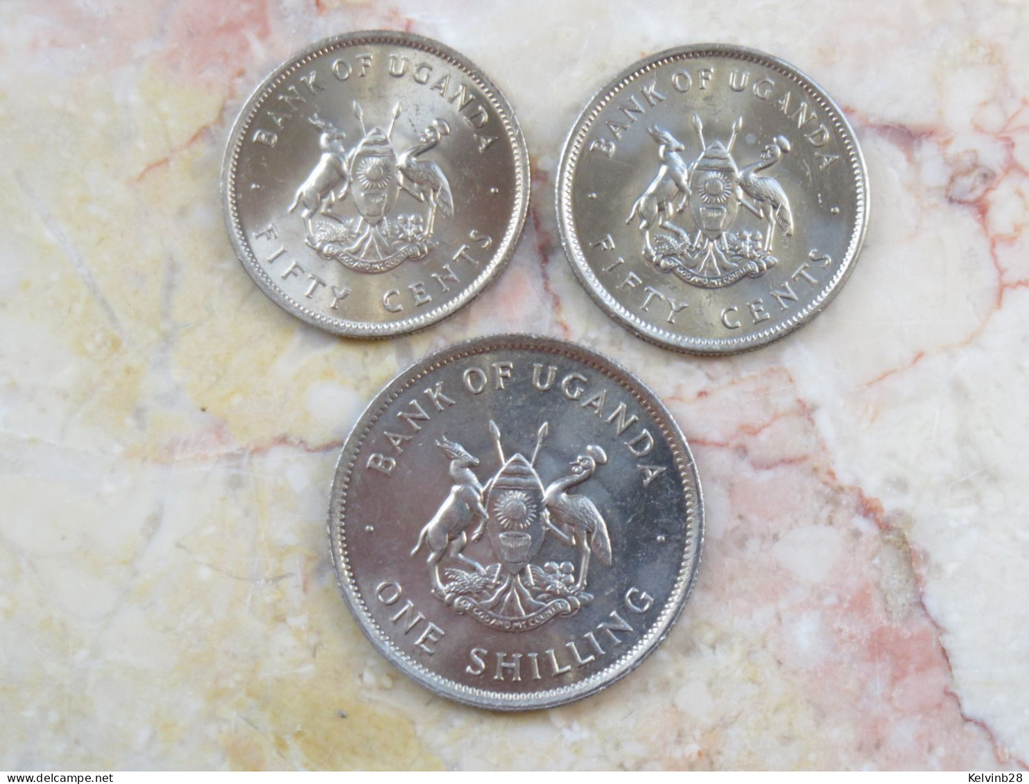 Uganda Set 3 Coins 50 Cents + 1 Shilling 1974 + 1976  KM# 4 - 4a - 5a - Uganda