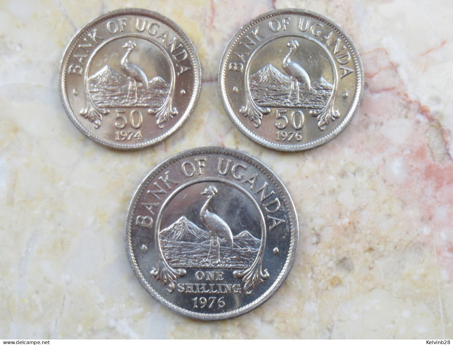 Uganda Set 3 Coins 50 Cents + 1 Shilling 1974 + 1976  KM# 4 - 4a - 5a - Uganda