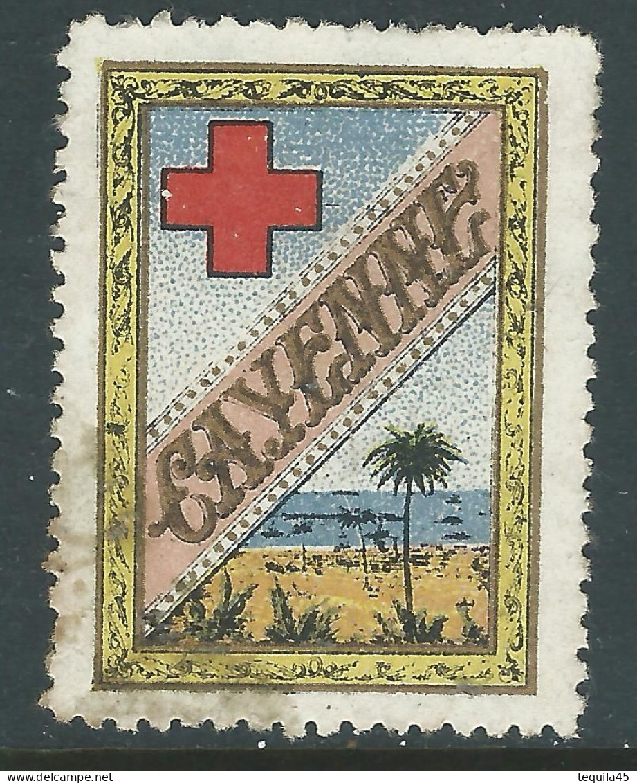 VIGNETTE CROIX-ROUGE DELANDRE - FRANCE Comité De CAYENNE Guyane 1916 1917 WWI WW1 Cinderella Poster Stamp 1914 1918 War - Croix Rouge