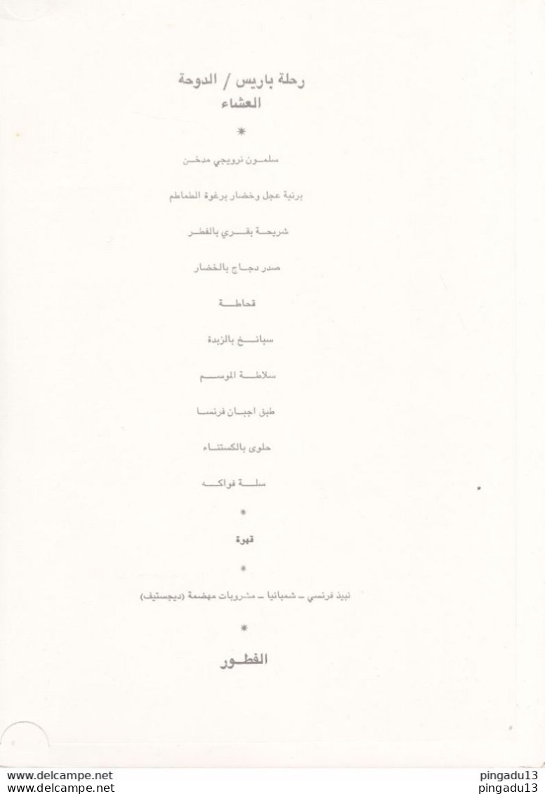 Au Plus Rapide Menu Air France Paris Abu Dhabi Doha Très Bon état - Menu Cards